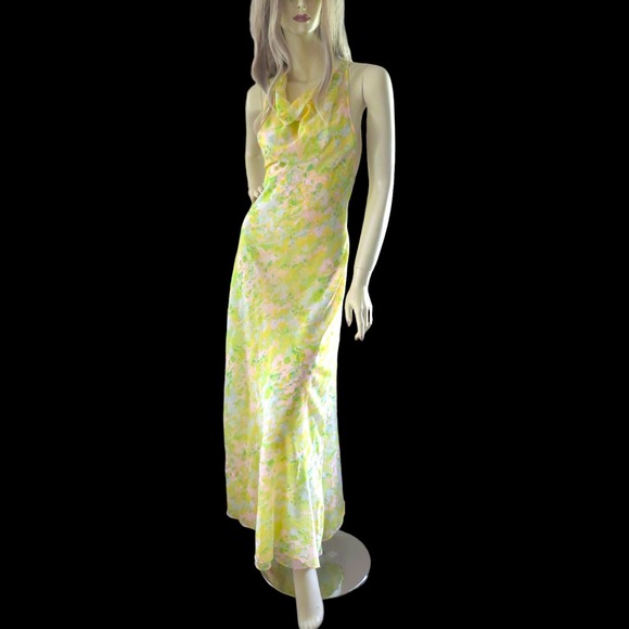 70s Designer Yellow Floral Chiffon Gown & Peignoir Set by Matej for Odette Barsa - Picture 2 of 16